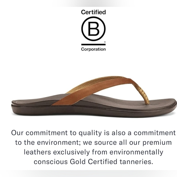 OluKai Ho'opio Leather Women's Beach Sandals brown Leather Flip-Flop Sz 8 - Picture 2 of 10